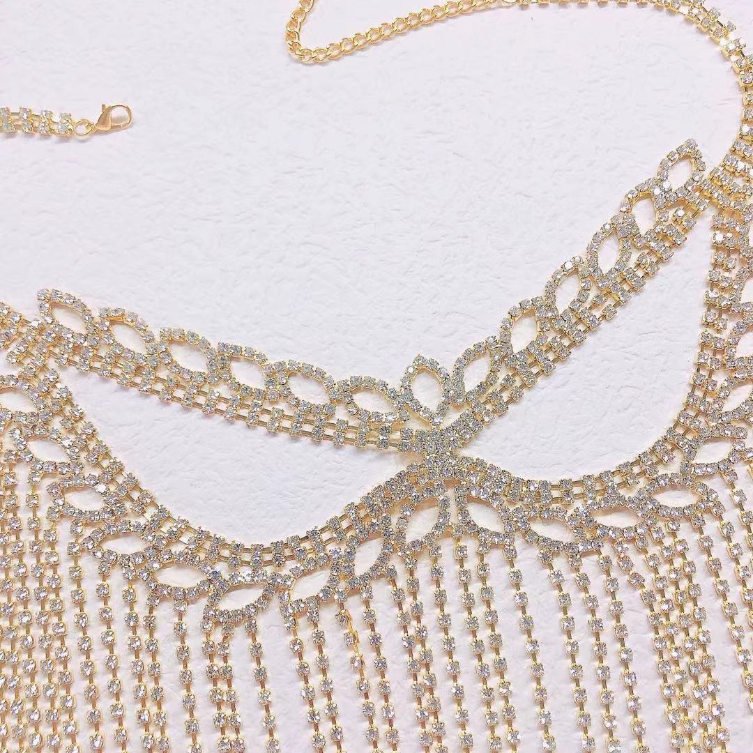 Masquerade Party Jewelry Accessory Crystal Rhinestone Face Mask Chain